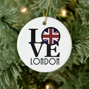 LOVE London (UK flag) Ceramic Tree Decoration