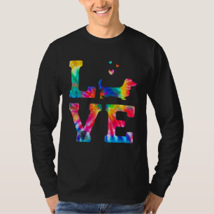 Love Long Haired Dachshund Tie Dye Dog Mum Dad T-Shirt
