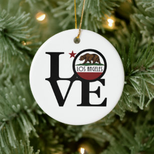 LOVE Los Angeles California  Ceramic Tree Decoration