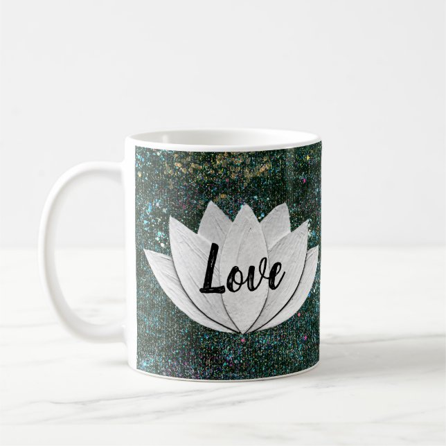 Love Lotus Flower Black Galaxy Mug (Left)
