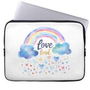 Love Loud Rainbow   Cute Pastel Rainbow Art Laptop Sleeve