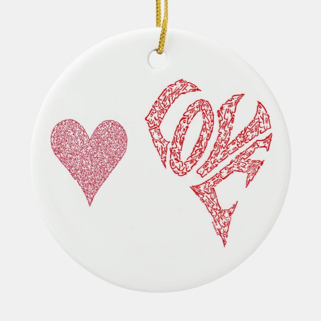 LOVE LOVE CERAMIC TREE DECORATION (Front)