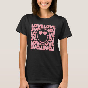 Love Love Happy Face Heart Eyes Retro Valentine's  T-Shirt