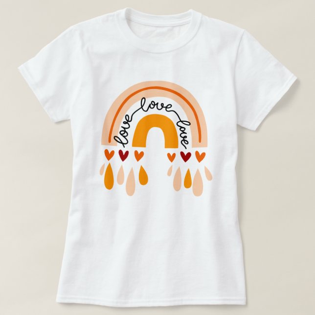 LOVE LOVE LOVE BOHO RAINBOW AND HEARTS DESIGN T-Shirt (Design Front)