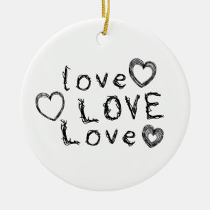Love, Love, Love  Ceramic Tree Decoration