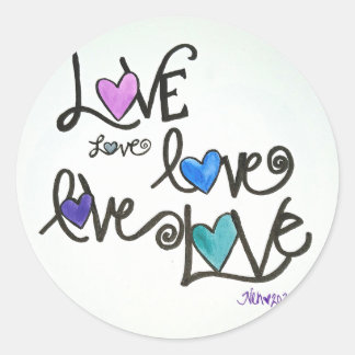 Love Love Love Classic Round Sticker