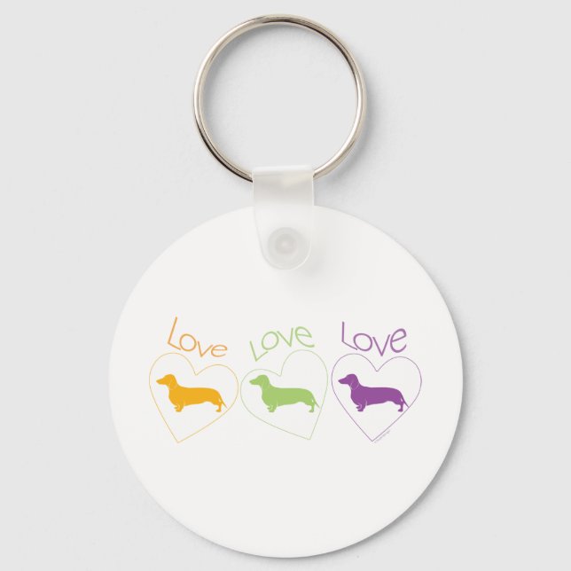 Love Love Love Dachshunds! Key Ring (Front)