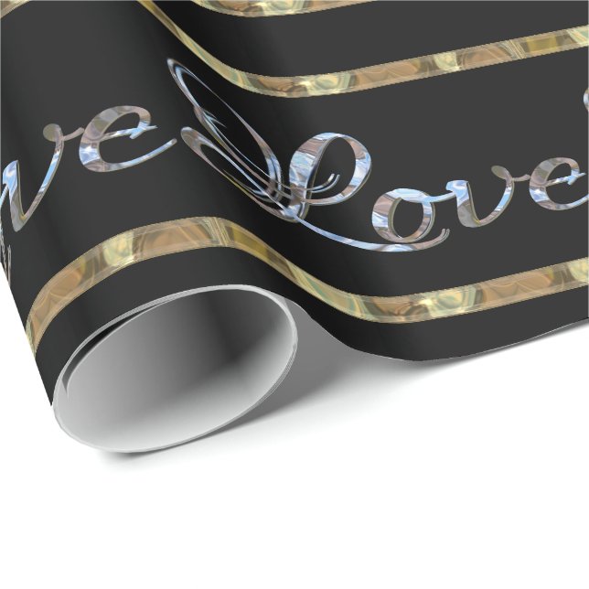 Love Love Love Elegant Designer Wrapping Paper (Roll Corner)