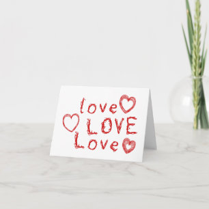 Love, Love, Love in Messy Writing PERSONALIZED Card