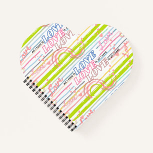 love love love is all you need themed heart journa notebook