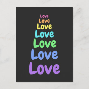 Love, Love, Love Rainbow Words Postcard