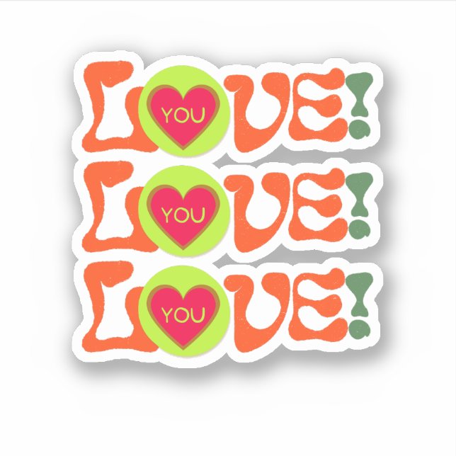 LOVE LOVE LOVE with Heart Valentine's day Sticker (Front)