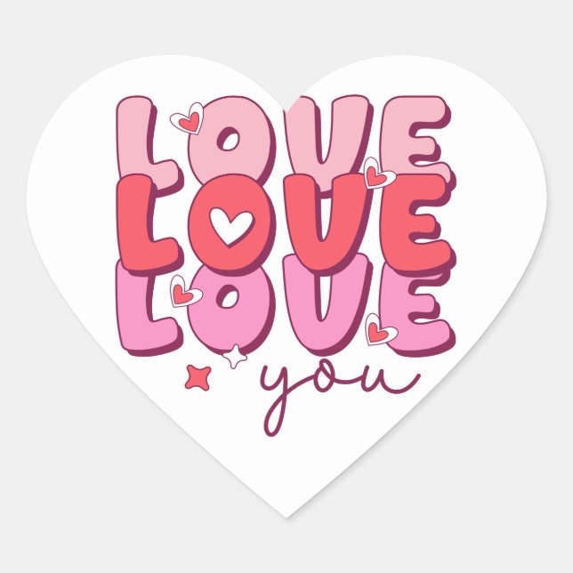 Love Love Love You Romantic Heart Heart Sticker (Front)