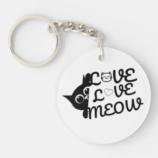 Love Love Meow Cute Cat Lover Keychain – Funny Kaw
