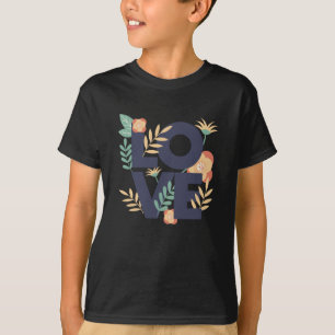 Love Love Pattern Beautiful Flowers Plants Blossom T-Shirt