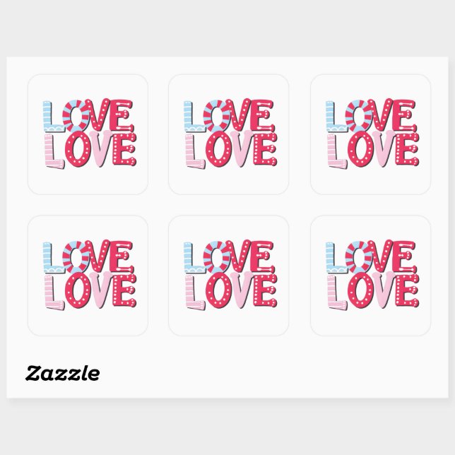 Love Love Square Sticker (Sheet)