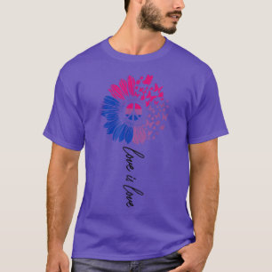 Love Love Sunflower Butterfly LGBTQ Biseual Pride T-Shirt