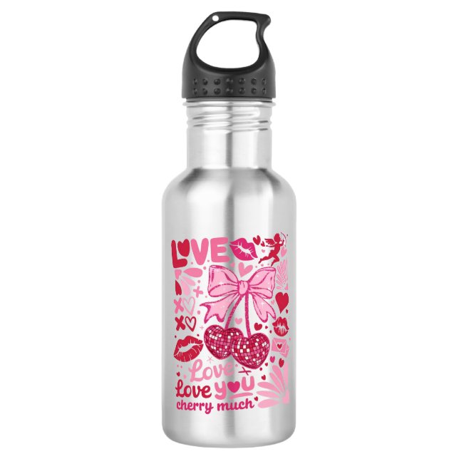 love love you cherry much 532 ml water bottle (Front)