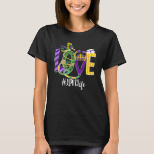 Love Lpn Life Nurse Leopard Mardi Gras Festival Co T-Shirt