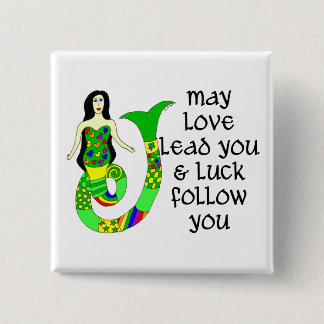 Love & Luck Irish Mermaid 15 Cm Square Badge