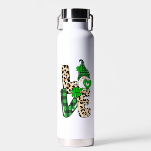 LOVE Lunch Lady Gnome Funny St Patrick's Day Shamr Water Bottle
