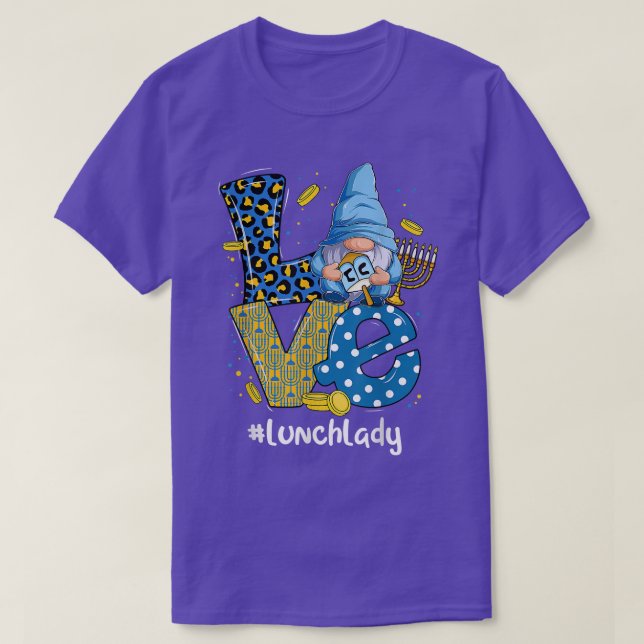 Love Lunch Lady Leopard Gnome Happy Chanukah Hanuk T-Shirt (Design Front)