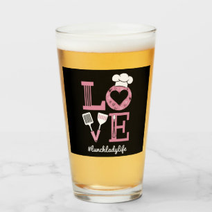 Love Lunch Lady Life Funny Valentines Day Gifts Glass