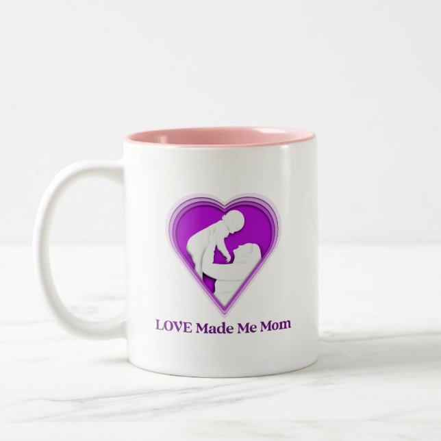 Love Made Me Mum Adoptive Mum Two-Tone Coffee Mug (Left)