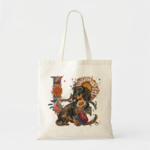 LOVE Made of Dachshund Sunflower Rose Wildflowers Tote Bag