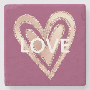 Love Magenta Blush Pink Heart Stone Coaster