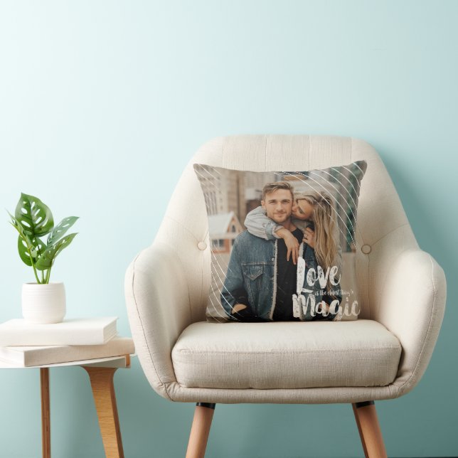 Love Magic | Modern Grunge Chalk Photo Overlay Cushion (Chair)