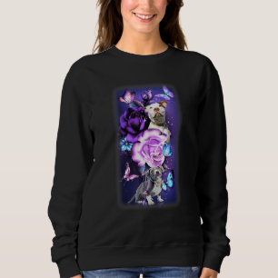 Love Magical Pitbull Purple Roses Flower Butterfly Sweatshirt
