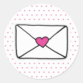 Love Mail Heart Envelope Snail Mail Classic Round Sticker