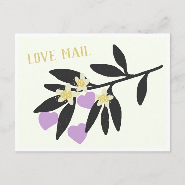 Love Mail • Valentine's Day Hearts Branch Flowers Postcard (Front)