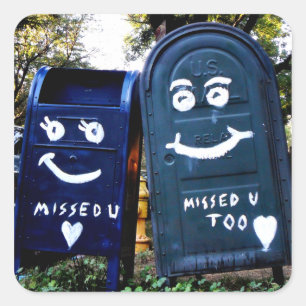 love mailboxes : i missed you square sticker