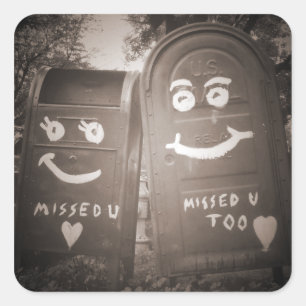 love mailboxes : i missed you square sticker
