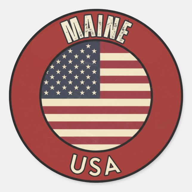 Love Maine Gift - Cute ME State Souvenir Classic Round Sticker (Front)
