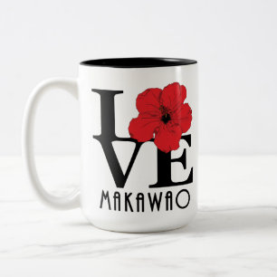 LOVE Makawao Red Hibiscus 15oz Two-Tone Coffee Mug