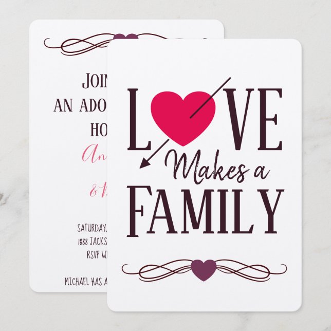 Love Makes a Family - Adoption Announcements (Front/Back)