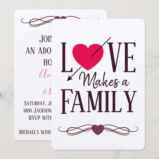 Love Makes a Family - Adoption Announcements (Front/Back)