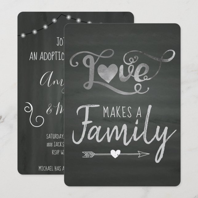 Love Makes a Family - Adoption Announcements (Front/Back)