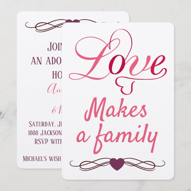 Love Makes a Family - Adoption Announcements (Front/Back)