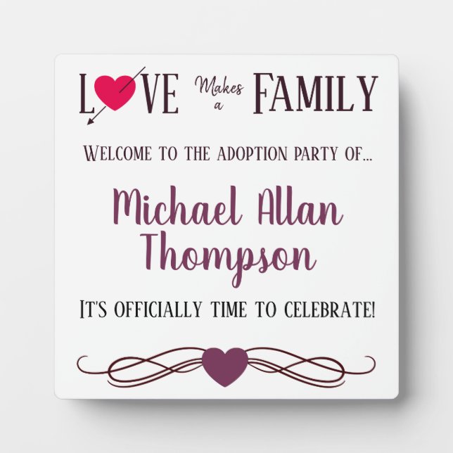 Love Makes a Family - Adoption Party Supplies Plaque (Front)