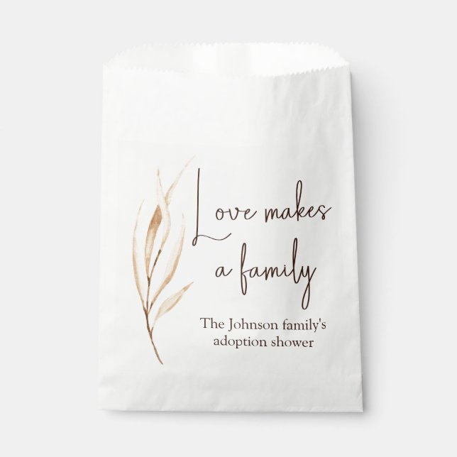 "Love makes a family" Adoption shower  Favour Bags (Front)