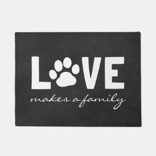 Love Makes A Family Dog Paw Print Customisable Doormat