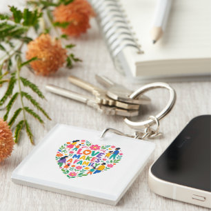 Love Makes A Family Floral Heart Shirt Key Ring