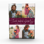 Love Makes a Family Modern Script Cranberry Photo Block<br><div class="desc">Modern and whimsical family memory photo block featuring 4 photos of the family with a hand written script that says "Love makes a family" with tiny hearts. Cranberry.</div>