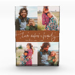 Love Makes a Family Modern Script Terracotta Photo Block<br><div class="desc">Modern and whimsical family memory photo block featuring 4 photos of the family with a hand written script that says "Love makes a family" with tiny hearts. Terracotta.</div>