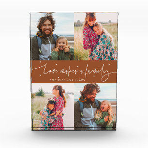 Love Makes a Family Modern Script Terracotta Photo Block