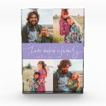 Love Makes a Family Modern Script Violet Photo Block<br><div class="desc">Modern and whimsical family memory photo block featuring 4 photos of the family with a hand written script that says "Love makes a family" with tiny hearts. Violet.</div>